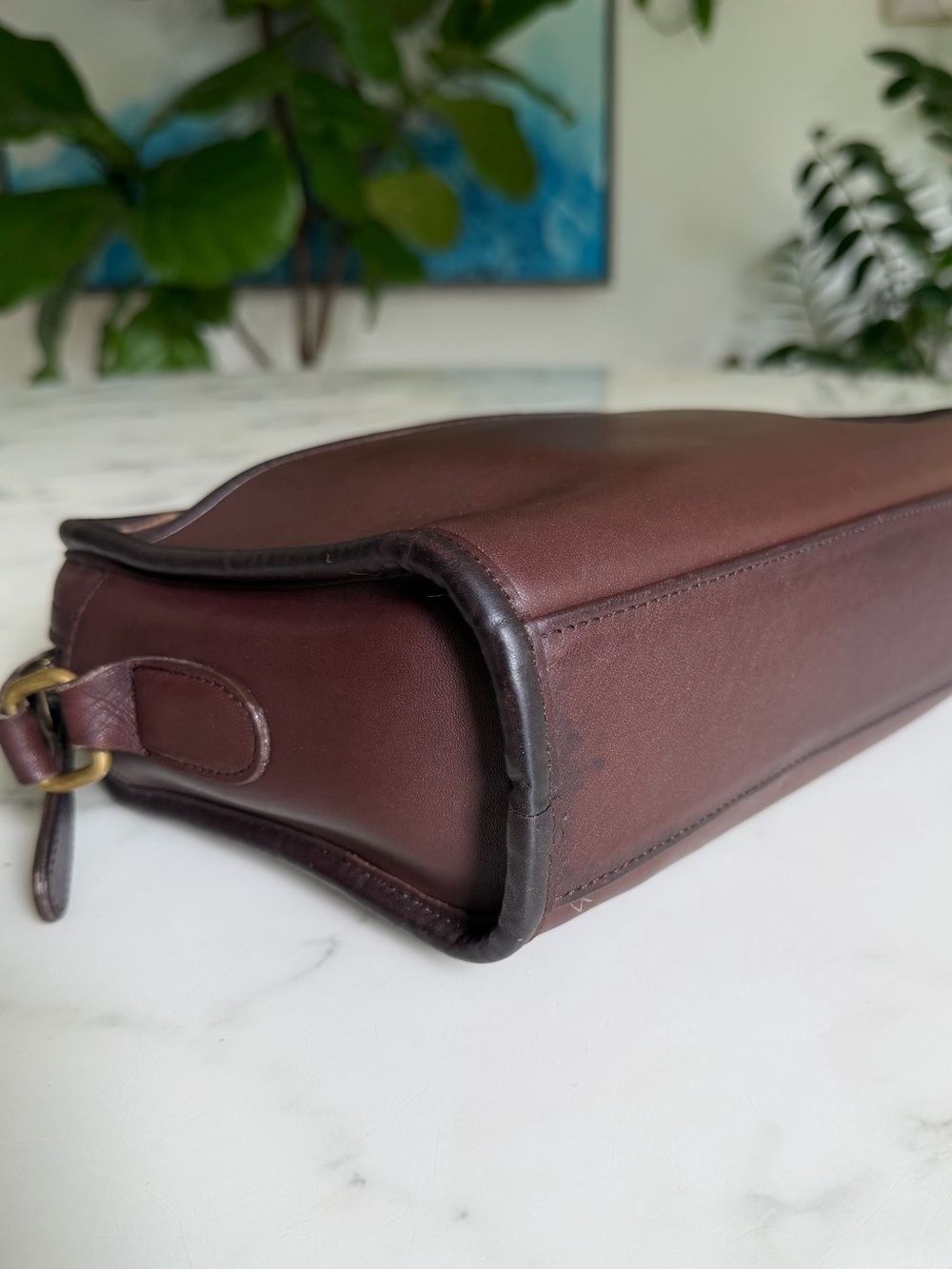 Coach Vintage Metropolis Zip Crossbody Bag 9087 Mahogany Leather 90's w/ Key Fob - Picture 13 of 16
